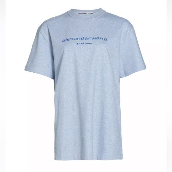 NWT Alexander Wang Short Sleeve Tee w/ Glitter Wash and Puff Logo M - Picture 14 of 16